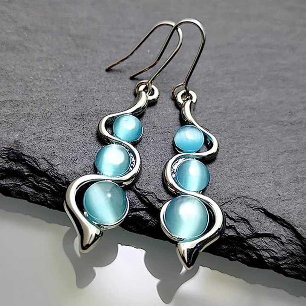Blue Celtic Knot Drop Dangle Earrings Hypoallergenic Wave Dangle Earrings